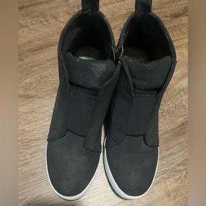 Black suede platform bootie/sneakers